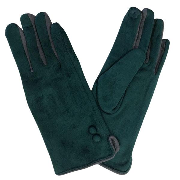2390 - Touch Screen Smart Gloves SB - Dark Green<br> 
Two Button Design - 