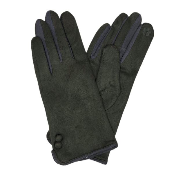 wholesale 2390 - Touch Screen Smart Gloves SB - Olive<br> 
Two Button/Two Tone Design - One Size Fits Most