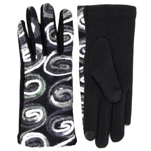 wholesale 2390 - Touch Screen Smart Gloves 094 Black<br>Embroidered<br>Touch Screen Gloves  - One Size Fits Most