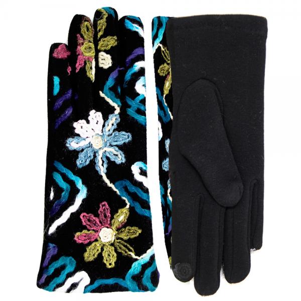 wholesale 2390 - Touch Screen Smart Gloves 095 Teal<br>Embroidered<br>Touch Screen Gloves  - One Size Fits Most