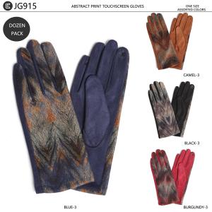 Wholesale 2390 - Touch Screen Smart Gloves  JG915<br> Faux Suede Color Block <br>Twelve Pack - One Size Fits Most