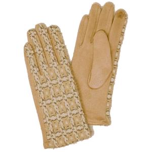 2390 - Touch Screen Smart Gloves LOG-189 Striped Boucle Taupe <br>Touch Screen Gloves  - One Size Fits Most