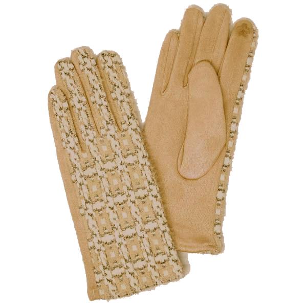 wholesale 2390 - Touch Screen Smart Gloves LOG-189 Striped Boucle Taupe <br>Touch Screen Gloves  - One Size Fits Most