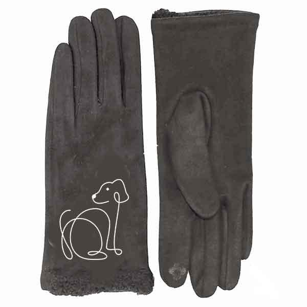 wholesale 2390 - Touch Screen Smart Gloves 1226 - Grey Dog Silhouette<br>
Touch Screen Smart Gloves - One Size Fits Most