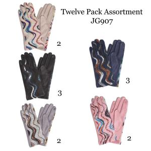Wholesale 2390/T - Touch Screen Smart Gloves  907 - Twelve Pack Assortment - One Size Fits Most