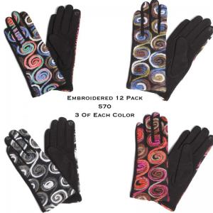 Wholesale 2390/T - Touch Screen Smart Gloves  570 - Twelve Pack Assortment - One Size Fits Most
