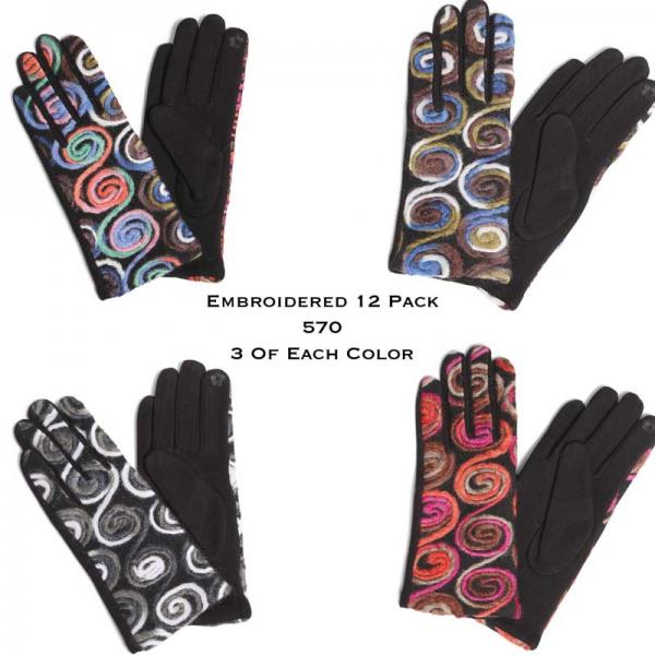 wholesale 2390/T - Touch Screen Smart Gloves  570 - Twelve Pack Assortment - One Size Fits Most