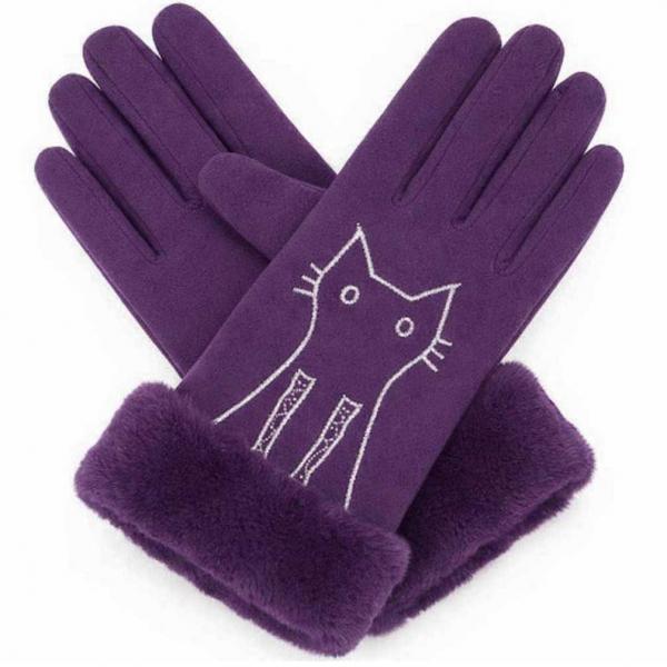 wholesale 2390/T - Touch Screen Smart Gloves 1224/DPLUM <BR>
Dark Plum Cat Silhouette - One Size Fits Most