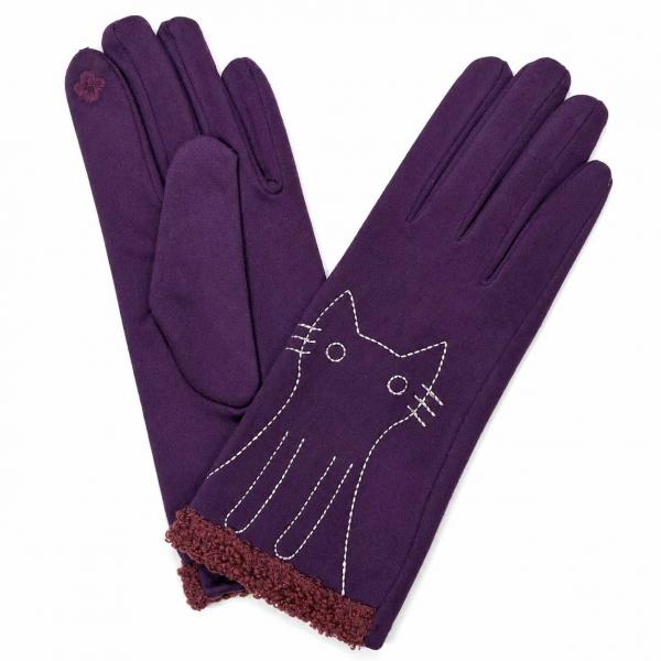Wholesale 2390/T - Touch Screen Smart Gloves 1224/DPLUM <BR>
Dark Plum Cat Silhouette - One Size Fits Most