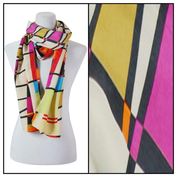 Wholesale 2406 - Charmeuse Dress Scarves Geometric 3161 - Green - 