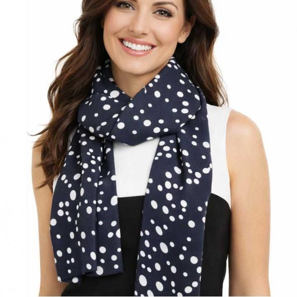 wholesale 2406 - Charmeuse Dress Scarves Dalmatian Print 3160 - Blue - 