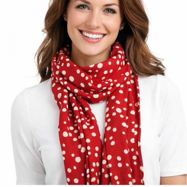 wholesale 2406 - Charmeuse Dress Scarves Dalmatian Print 3160 - Red - 