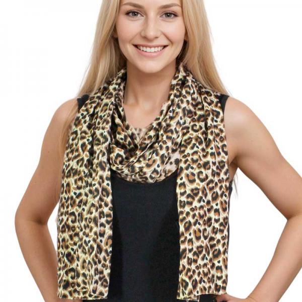 wholesale 2406 - Charmeuse Dress Scarves Leopard Print 3162 - Brown - 