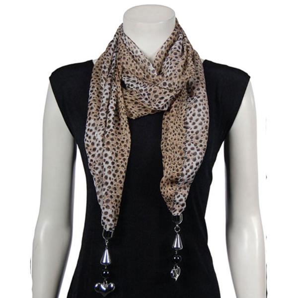wholesale 2408 - Pendant Scarves Animal Print - Leopard Brown - 