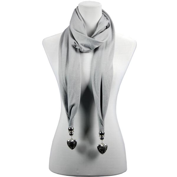 wholesale 2411 - Fob Pendant Scarves LY03 - Silver <BR>Etched Heart Pendant Scarf  - 