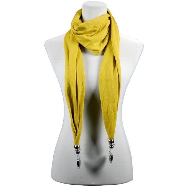 wholesale 2411 - Fob Pendant Scarves LY03 - Mustard <br>Etched Heart Pendant Scarf  - 