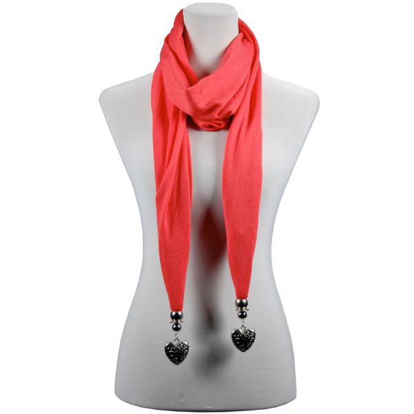 wholesale 2411 - Fob Pendant Scarves LY03 - Coral<br>Etched Heart Pendant Scarf  - 