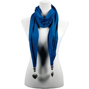 2411 - Fob Pendant Scarves LY03 - Teal<br>Etched Heart Pendant Scarf  - 