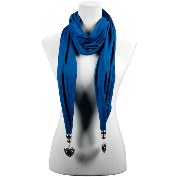 wholesale 2411 - Fob Pendant Scarves LY03 - Teal<br>Etched Heart Pendant Scarf  - 