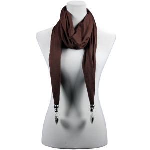2411 - Fob Pendant Scarves LY03 - Dark Brown <br>Etched Heart Pendant Scarf - 