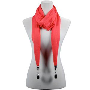 2411 - Fob Pendant Scarves LY02 - Coral <br>Hanging Teardrop Pendant Scarf - 