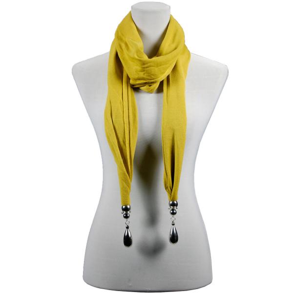 wholesale 2411 - Fob Pendant Scarves LY02 - Mustard <br>Hanging Teardrop Pendant Scarf - 