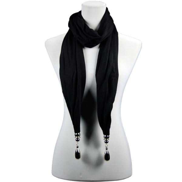 wholesale 2411 - Fob Pendant Scarves LY02 - Black <br>Hanging Teardrop Pendant Scarf - 
