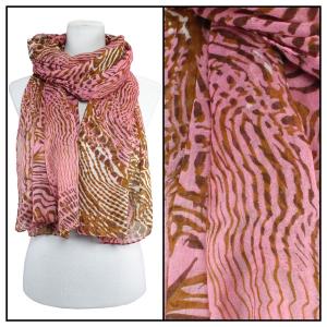 2413 - Lightweight Oblong Scarves  Abstract Animal 3127 - Coral - 