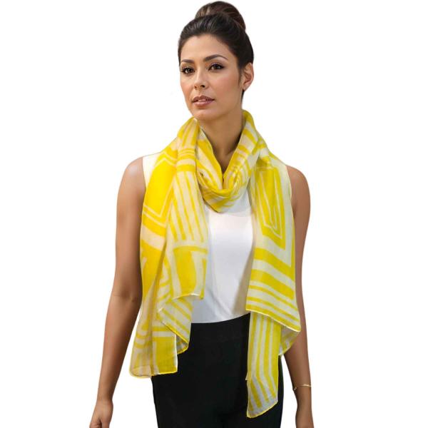 Wholesale 2413 - Lightweight Oblong Scarves  Geometric Print 3716 - Yellow - 