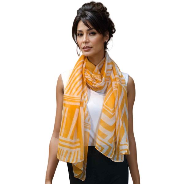 Wholesale 2413 - Lightweight Oblong Scarves  Geometric Print 3716 - Orange Cotton Feel Oblong Summer Scarf - 