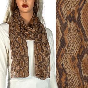 2413 - Lightweight Oblong Scarves  Reptile Print 4116 - Brown - 