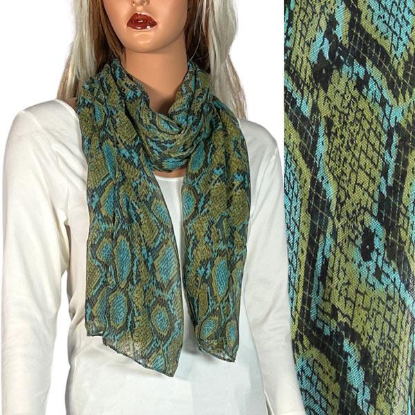 Wholesale 2413 - Lightweight Oblong Scarves  Reptile Print 4116 - Blue Cotton Feel Oblong Summer Scarf - 