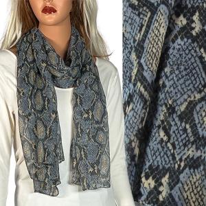 2413 - Lightweight Oblong Scarves  Reptile Print 4116 - Grey - 