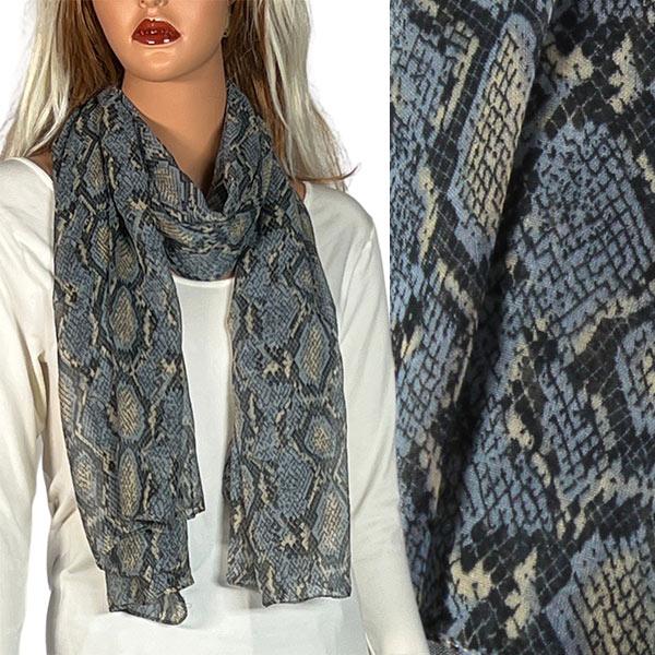 Wholesale 2413 - Lightweight Oblong Scarves  Reptile Print 4116 - Grey - 