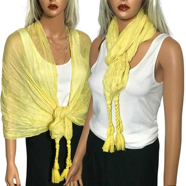 Wholesale 2413 - Lightweight Oblong Scarves  3669 - Yellow<br>
Crinkle Oblong with Tassel - 