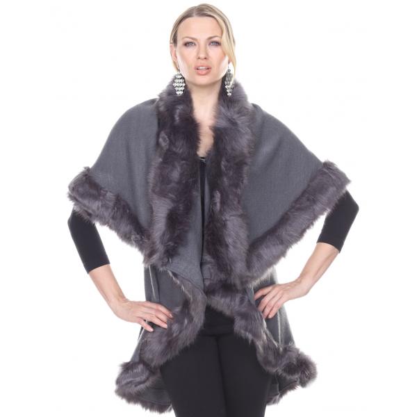wholesale JP216 - Fur Cape Vests 216 - Grey <br>Fur Cape Vest - 