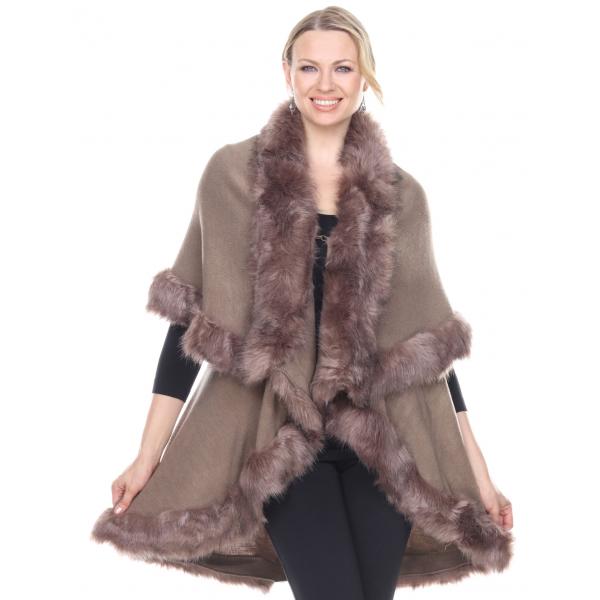 wholesale JP216 - Fur Cape Vests 216 - Khaki <Br>Fur Cape Vest - 