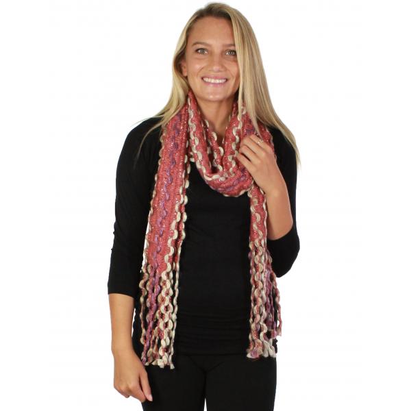 Oblong Scarves - Long Puffy Wave 2001 Pink - 