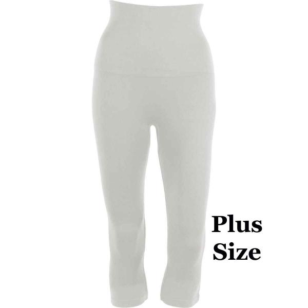 wholesale 2441  - Magic Tummy Control SmoothWear Capris  White Plus (MB) - One Size