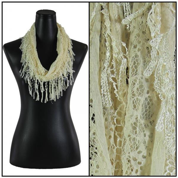 wholesale 7777 - Victorian Lace Infinity Scarves Cream - 