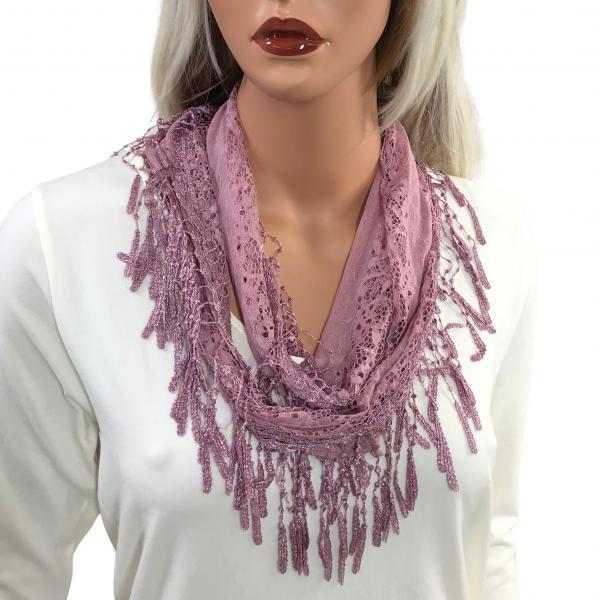7777 - Victorian Lace Infinity Scarves Dusty Pink Victorian Lace Confetti Infinity - 