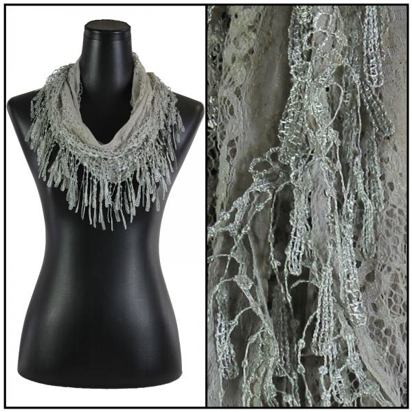 wholesale 7777 - Victorian Lace Infinity Scarves Silver #16  - 