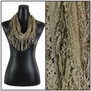 7777 - Victorian Lace Infinity Scarves Taupe #6  - 