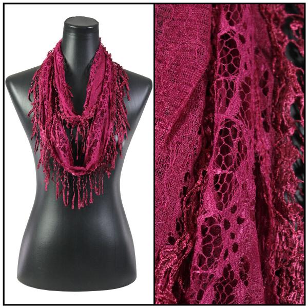 wholesale 7777 - Victorian Lace Infinity Scarves Dark Magenta #13 - 