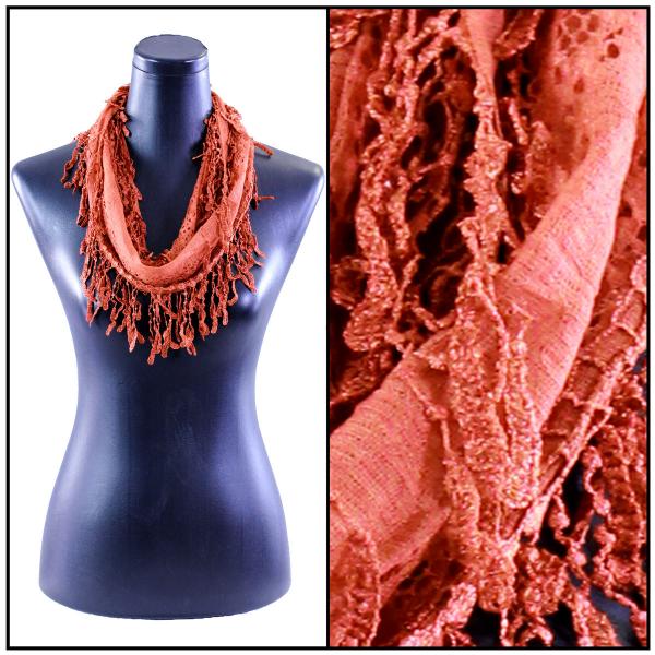 wholesale 7777 - Victorian Lace Infinity Scarves 7777 - Burnt Orange #37<br>
Victorian Infinity Lace Confetti Scarf
 - 
