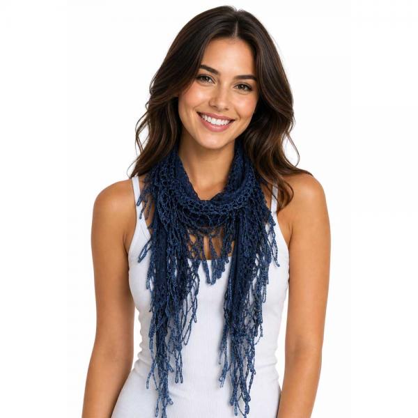 wholesale 7776/T - Victorian Lace Confetti Oblong Scarves 7776 - Navy (MB) - 