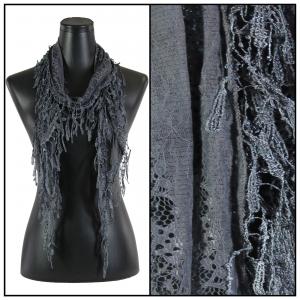7776 - Victorian Lace Confetti Scarves #17 Charcoal  - 