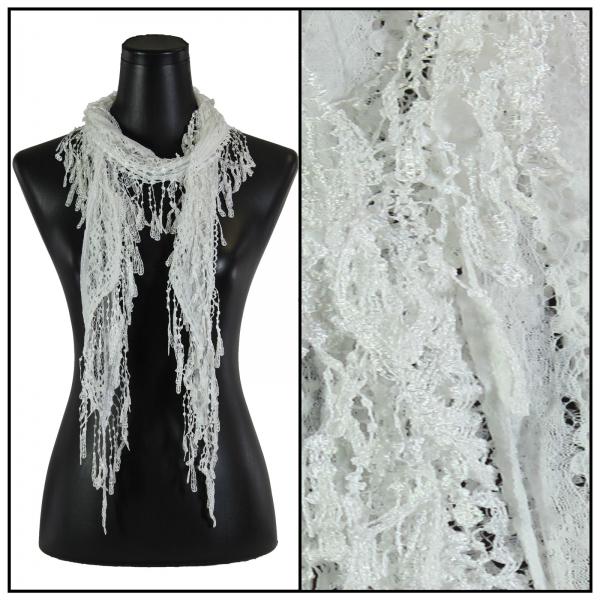 7776 - Victorian Lace Confetti Scarves White #3 - 