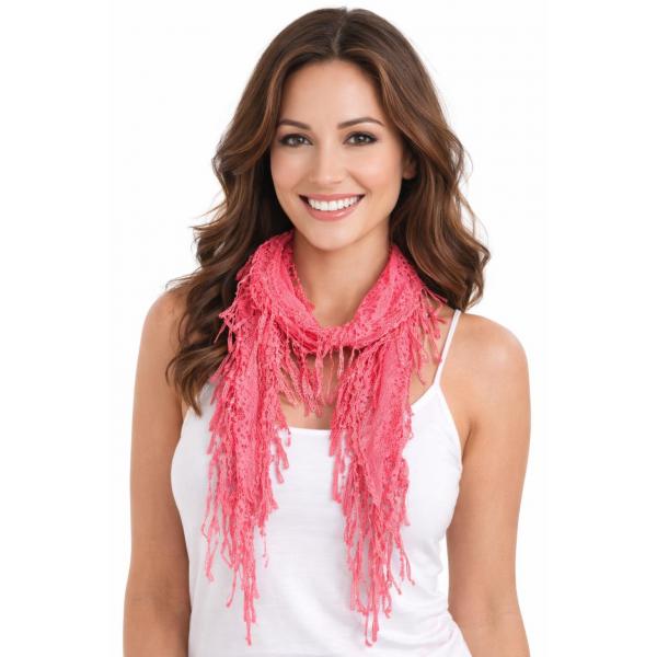 Wholesale 7776/T - Victorian Lace Confetti Oblong Scarves 7776 - Coral - 