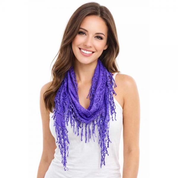 wholesale 7776/T - Victorian Lace Confetti Oblong Scarves 7776 - Purple Grape - 